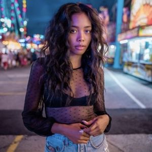 Black Sheer PolkaDot Top